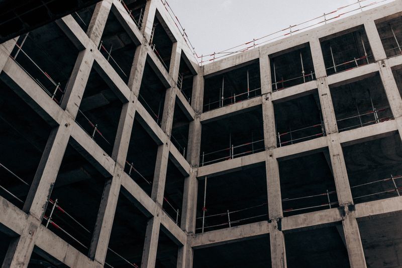 Glass and steel facade of a multi-story residential building