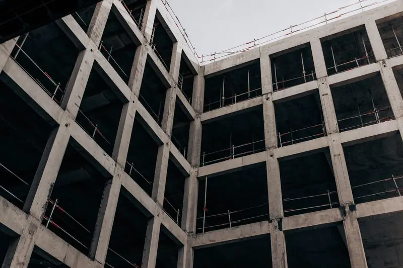 Glass and steel facade of a multi-story residential building