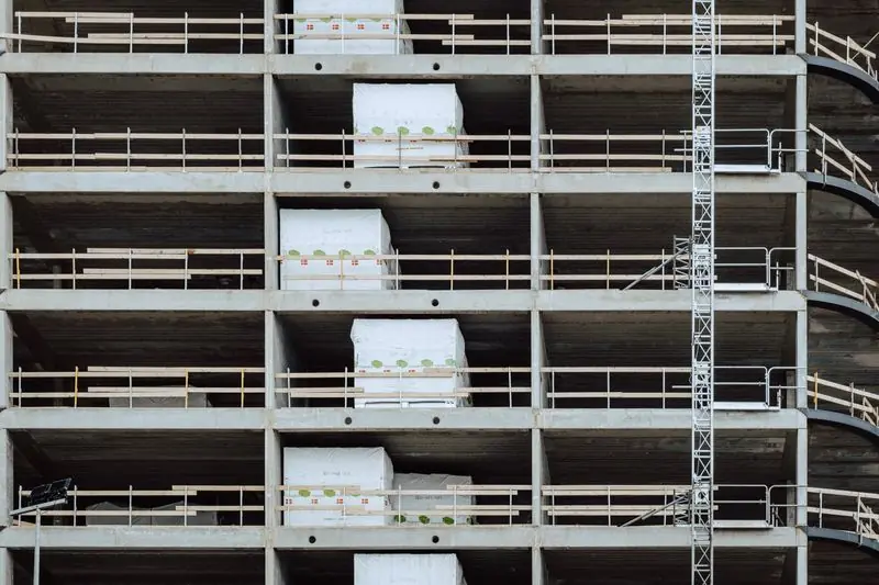 Completed multi-story building constructed from the coordinated drawing set